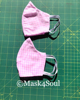 [Pack of 2] Reusable Washable Cup Style Pink Fabric Face Masks Handmade In Canada - Mask4Soul