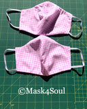 [Pack of 2] Reusable Washable Cup Style Pink Fabric Face Masks Handmade In Canada - Mask4Soul