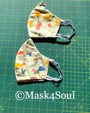 [Pack of 2] Reusable Washable  Cup Style Kids Pattern Fabric Face Masks Handmade In Canada - Mask4Soul