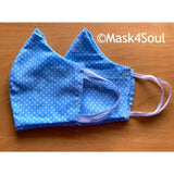 [Pack of 2] Reusable Washable  Cup Style Blue Fabric Face Masks Handmade In Canada - Mask4Soul